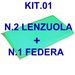 KIT "01" PER BARELLA = n.2 LENZUOLA + n.1 FEDERA